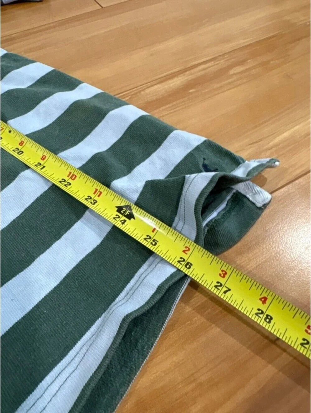 Vintage Polo by Ralph Lauren Green/White Striped Rugby Shirt - XL